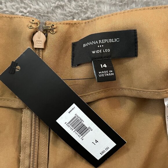 NWT Banana Republic Factory High Rise Wide Leg Pleated Pants 14 Lyocell Tencel - Picture 3 of 8